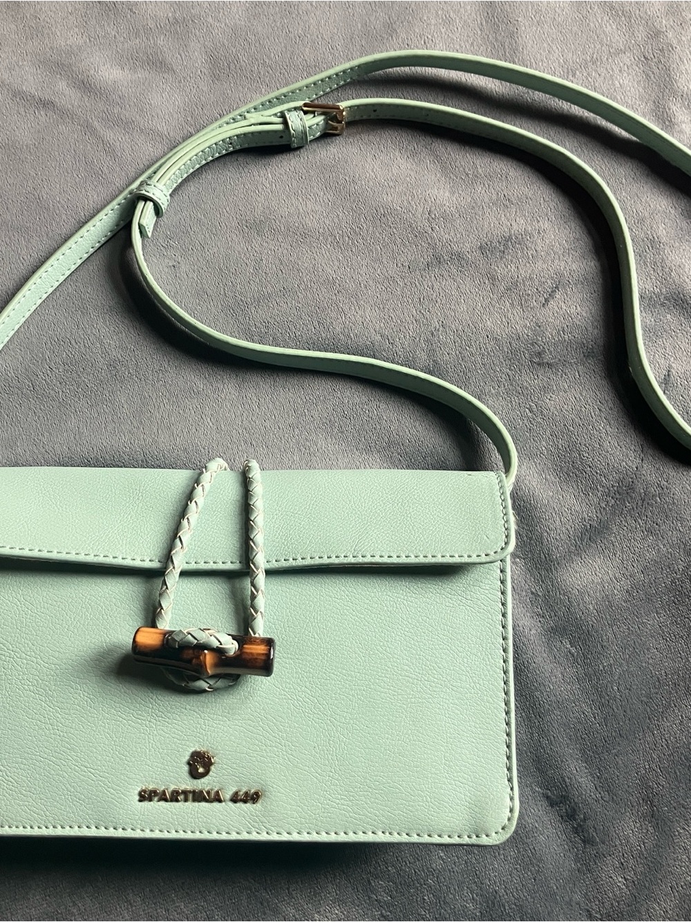 Spartina 449 Mint Green Leather Crossbody with Braided Toggle